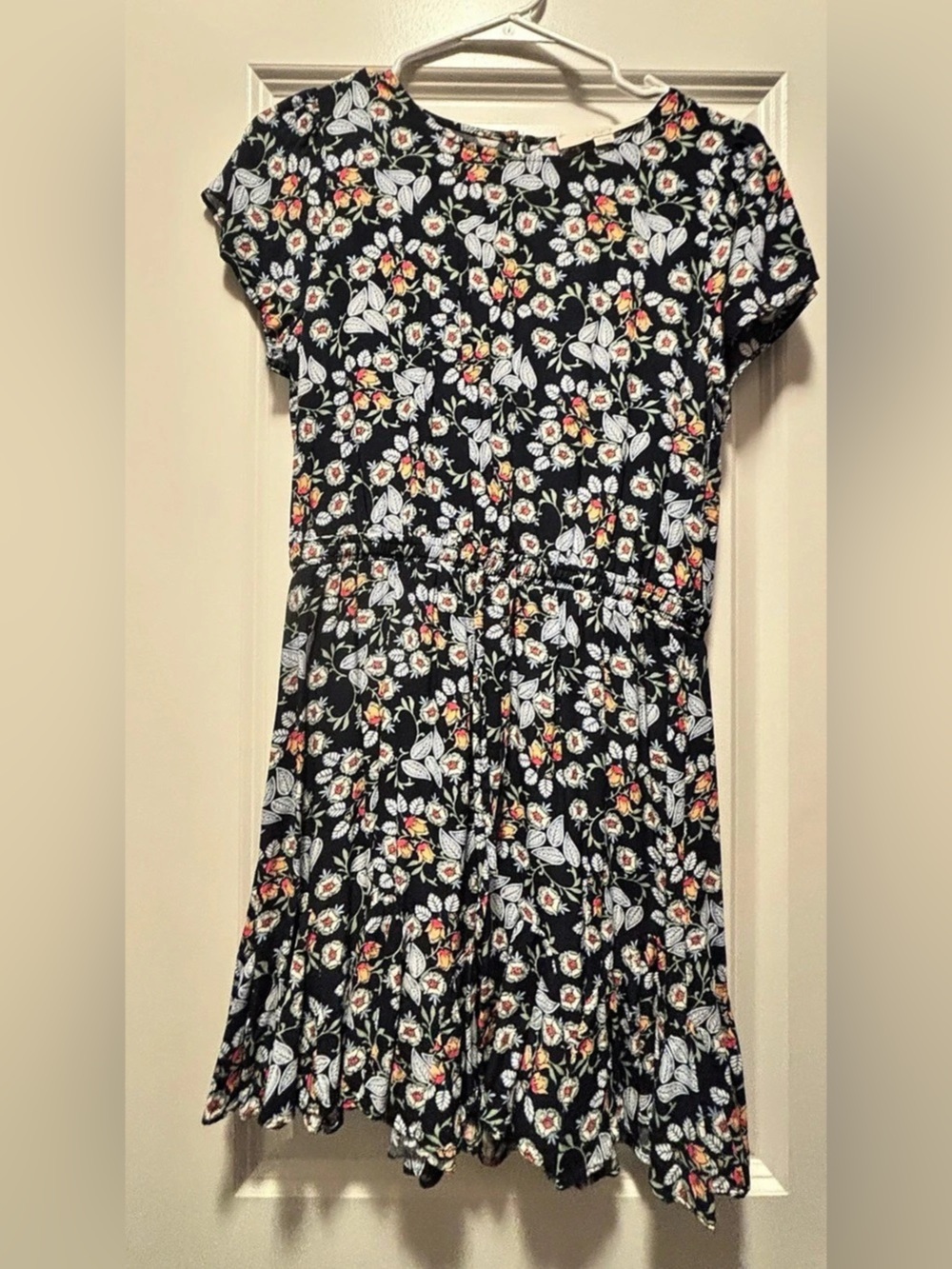 LOFT Floral Mini Dress Black & Multicolor Size Small Petite